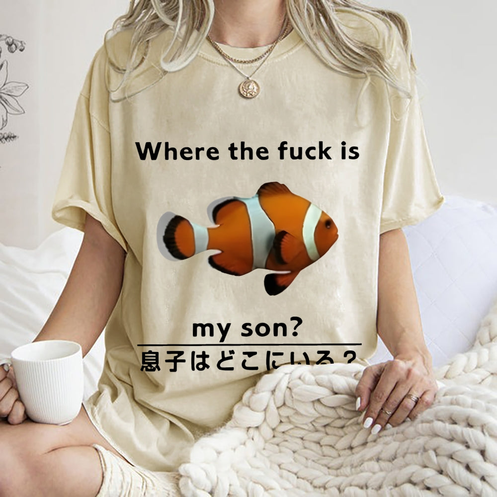 Fish Looking For Son Washed T-Shirt