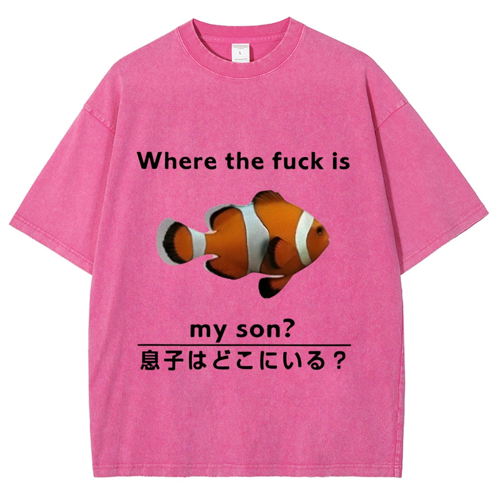 Fish Looking For Son Washed T-Shirt