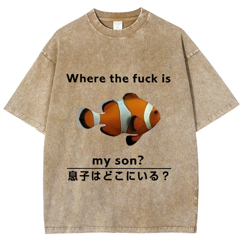 Fish Looking For Son Washed T-Shirt