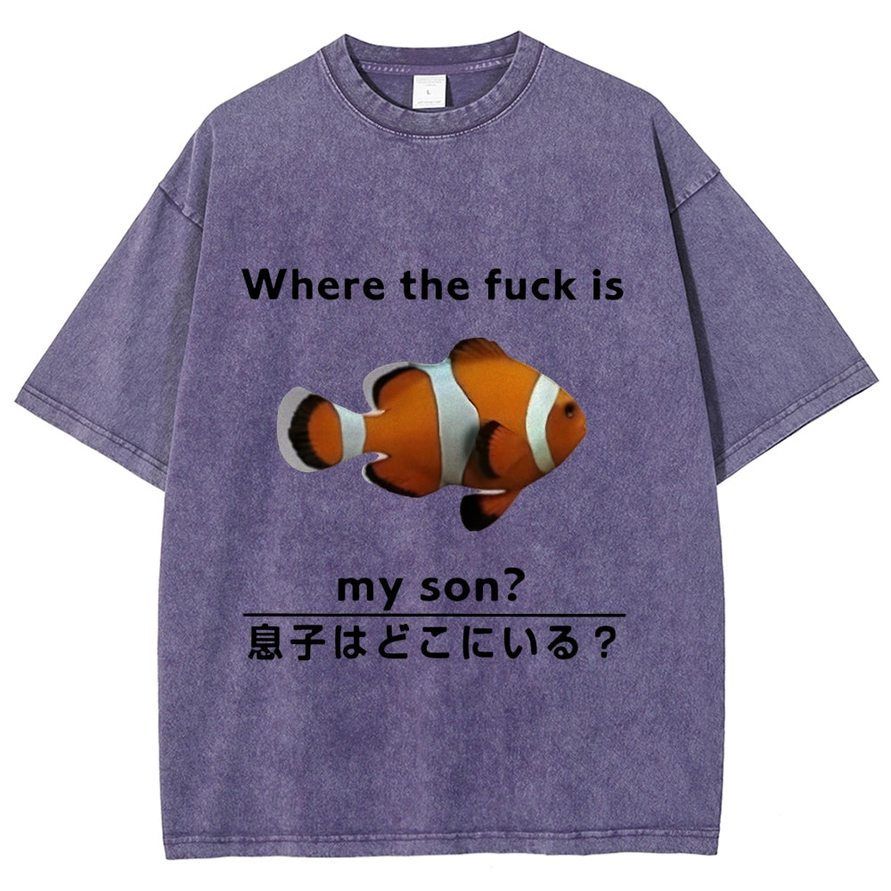 Fish Looking For Son Washed T-Shirt