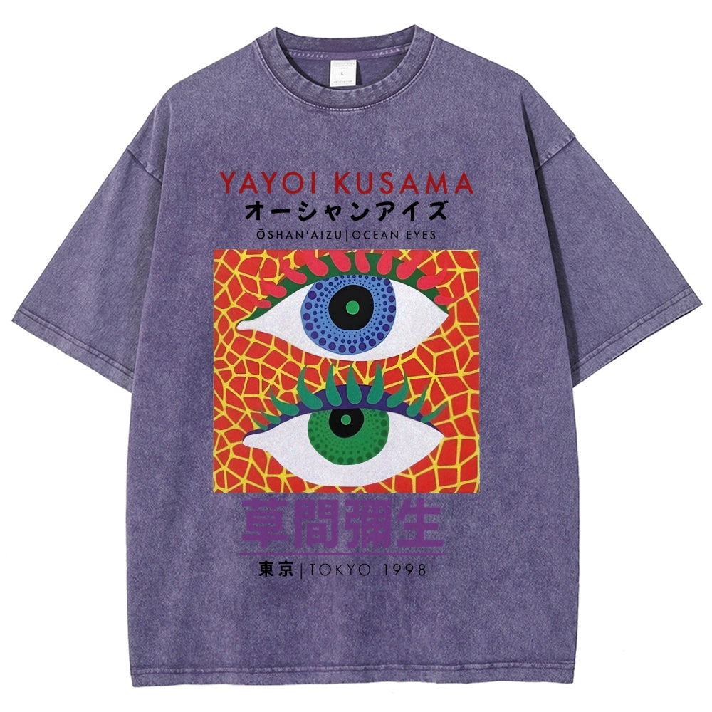 Yayoi Kusama Vintage Wash Japanese Design T-Shirt