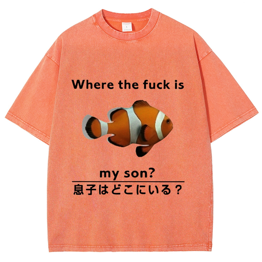 Fish Looking For Son Washed T-Shirt