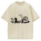 Funny Coffee Otter Vintage Washed T-shirt