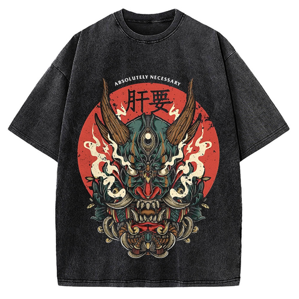 Japanese Yokai Ghost Oni Vintage Washed T-shirt