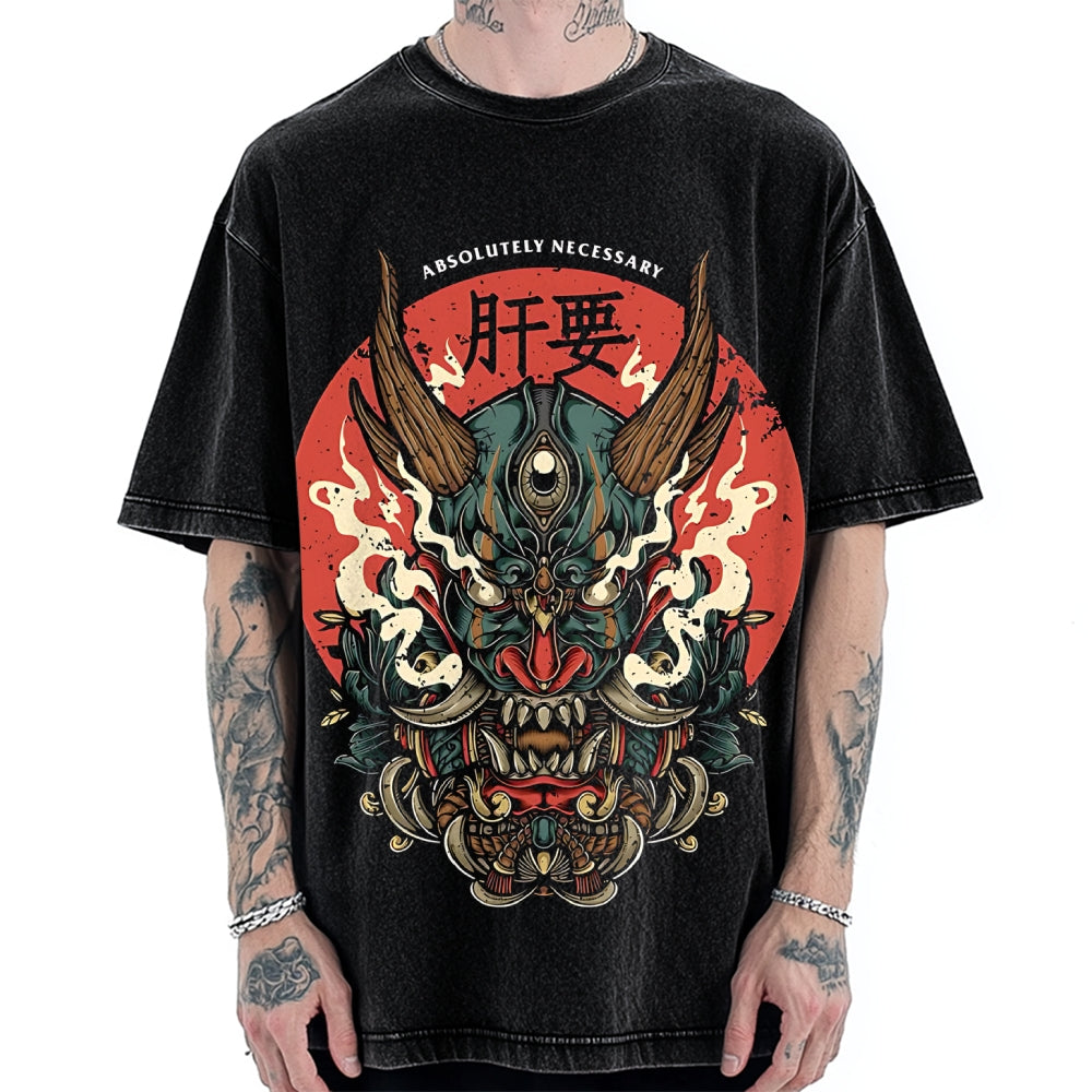 Japanese Yokai Ghost Oni Vintage Washed T-shirt