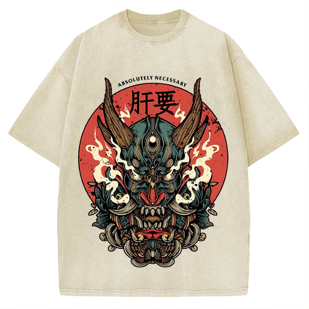 Japanese Yokai Ghost Oni Vintage Washed T-shirt