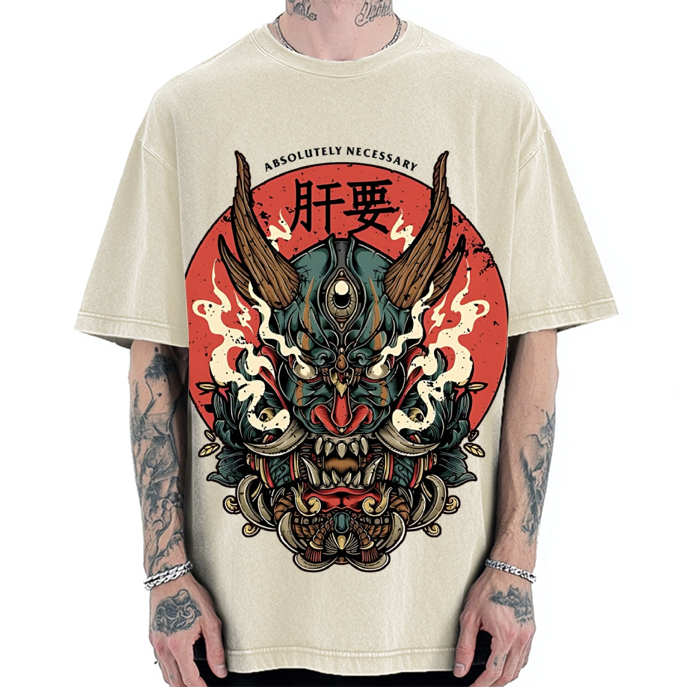 Japanese Yokai Ghost Oni Vintage Washed T-shirt