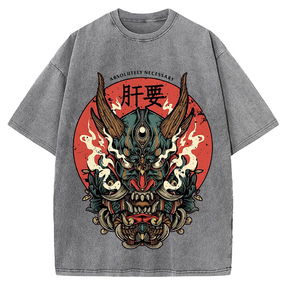 Japanese Yokai Ghost Oni Vintage Washed T-shirt