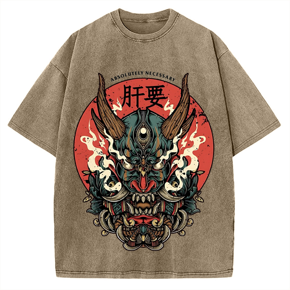 Japanese Yokai Ghost Oni Vintage Washed T-shirt