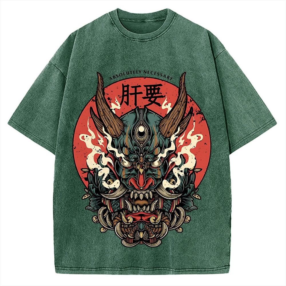 Japanese Yokai Ghost Oni Vintage Washed T-shirt