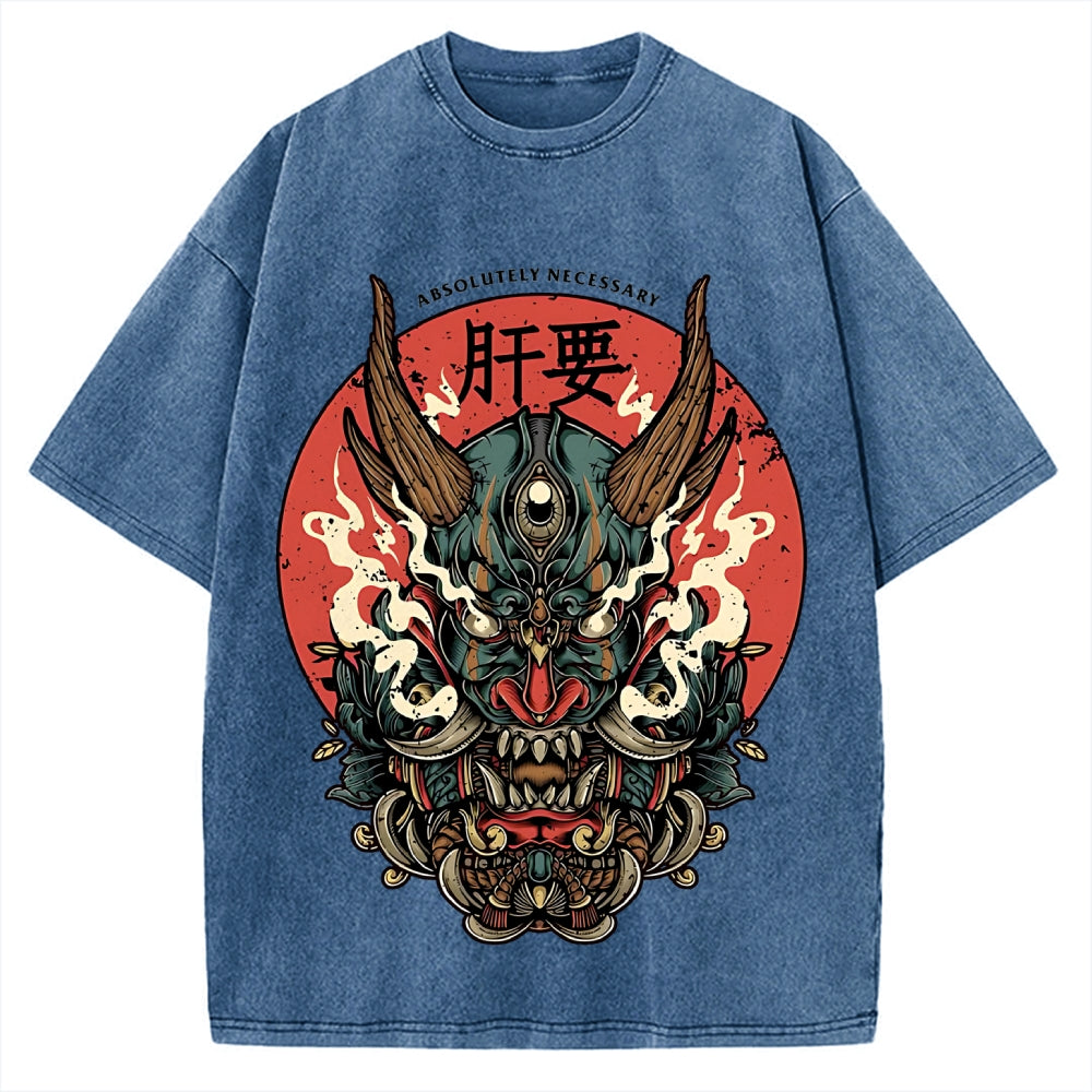 Japanese Yokai Ghost Oni Vintage Washed T-shirt