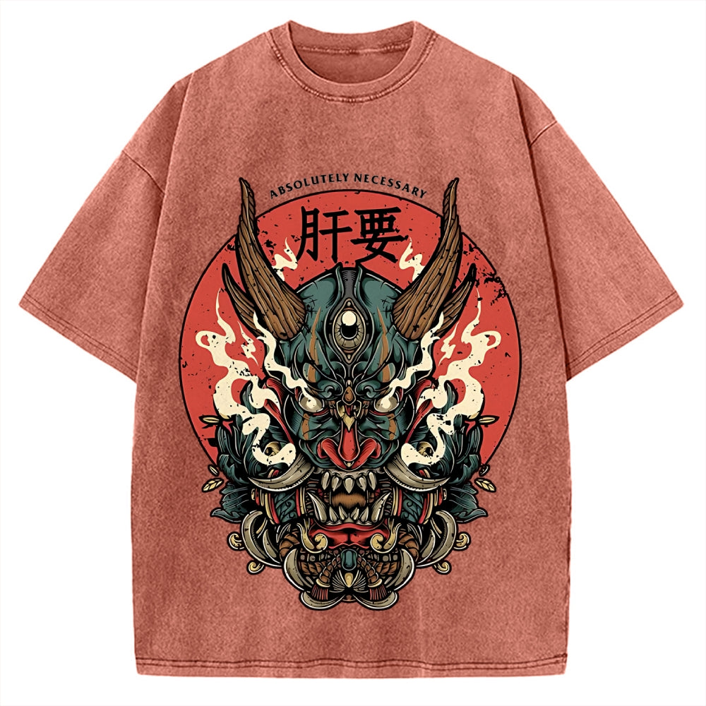 Japanese Yokai Ghost Oni Vintage Washed T-shirt
