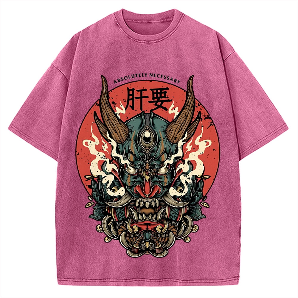 Japanese Yokai Ghost Oni Vintage Washed T-shirt