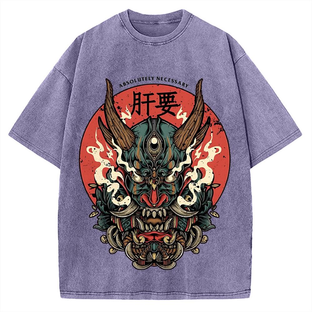 Japanese Yokai Ghost Oni Vintage Washed T-shirt