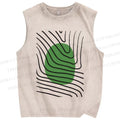 Unisex Artistic Geometry Printed Washed Tank Top