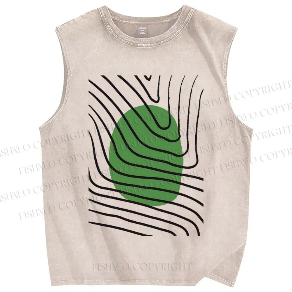 Unisex Artistic Geometry Printed Washed Tank Top
