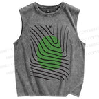 Unisex Artistic Geometry Printed Washed Tank Top