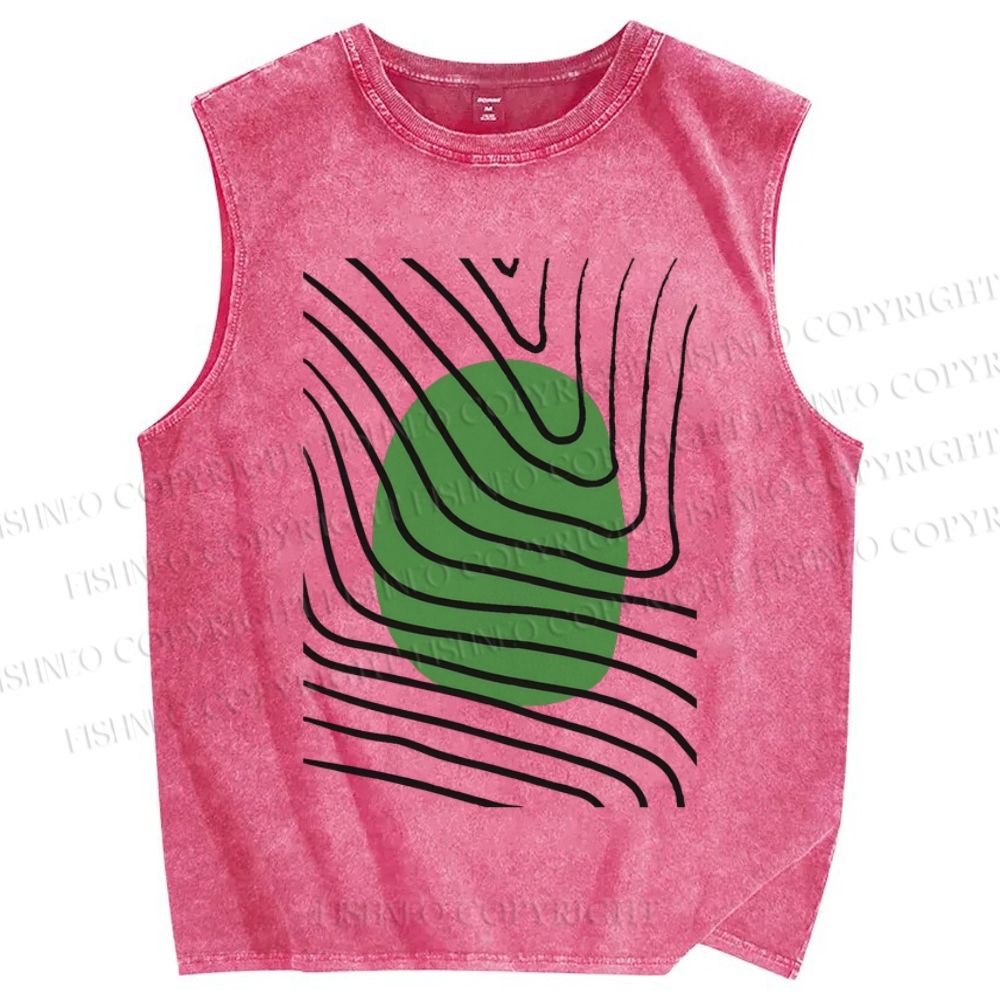 Unisex Artistic Geometry Printed Washed Tank Top