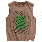 Unisex Artistic Geometry Printed Washed Tank Top