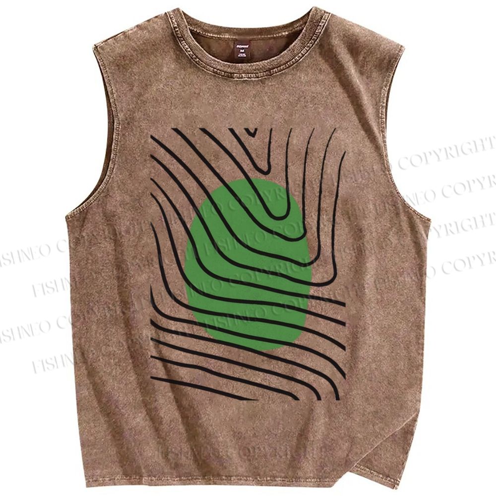 Unisex Artistic Geometry Printed Washed Tank Top