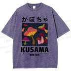Unisex Yayoi Kusama Mushroom Printed Washed Tee