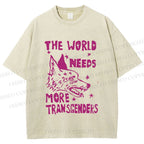 Unisex Pride The World Need More Transgenders Wolf Printed Washed Tee