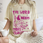 Unisex Pride The World Need More Transgenders Wolf Printed Washed Tee