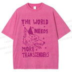 Unisex Pride The World Need More Transgenders Wolf Printed Washed Tee