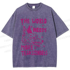 Unisex Pride The World Need More Transgenders Wolf Printed Washed Tee