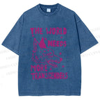 Unisex Pride The World Need More Transgenders Wolf Printed Washed Tee