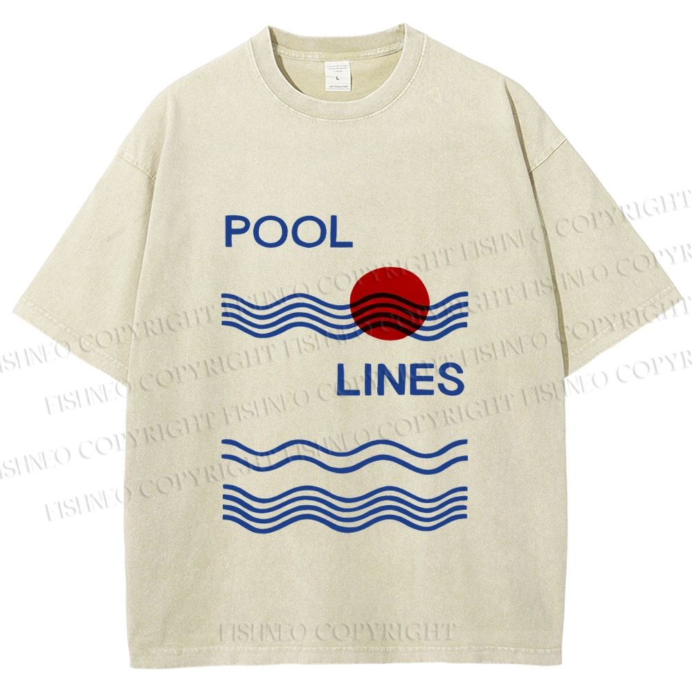 Unisex Pool Lines Printed Washed Tee