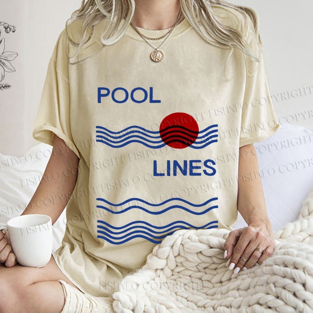 Unisex Pool Lines Printed Washed Tee