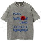 Unisex Pool Lines Printed Washed Tee