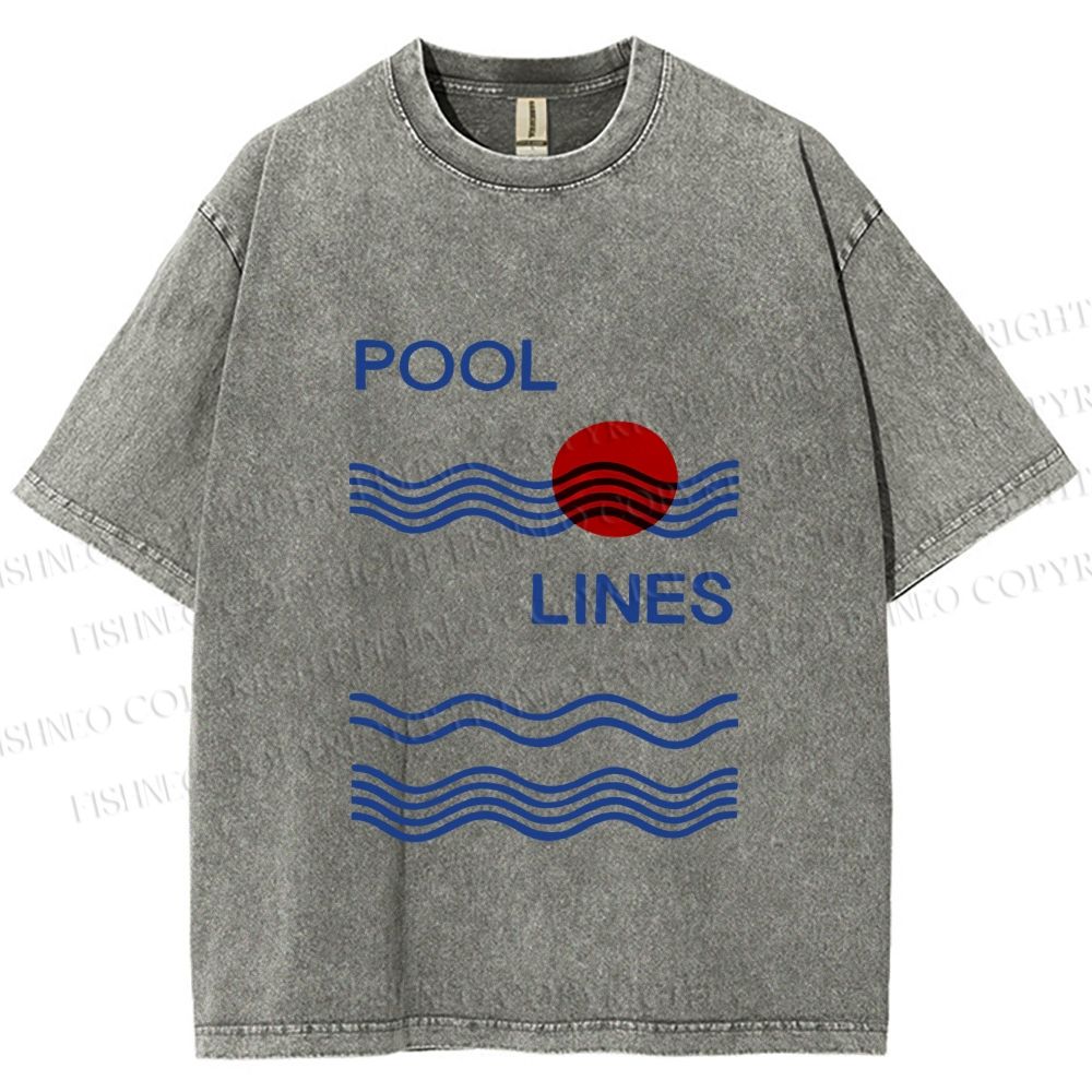 Unisex Pool Lines Printed Washed Tee