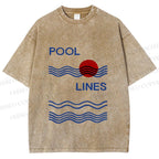 Unisex Pool Lines Printed Washed Tee