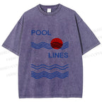 Unisex Pool Lines Printed Washed Tee