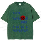 Unisex Pool Lines Printed Washed Tee