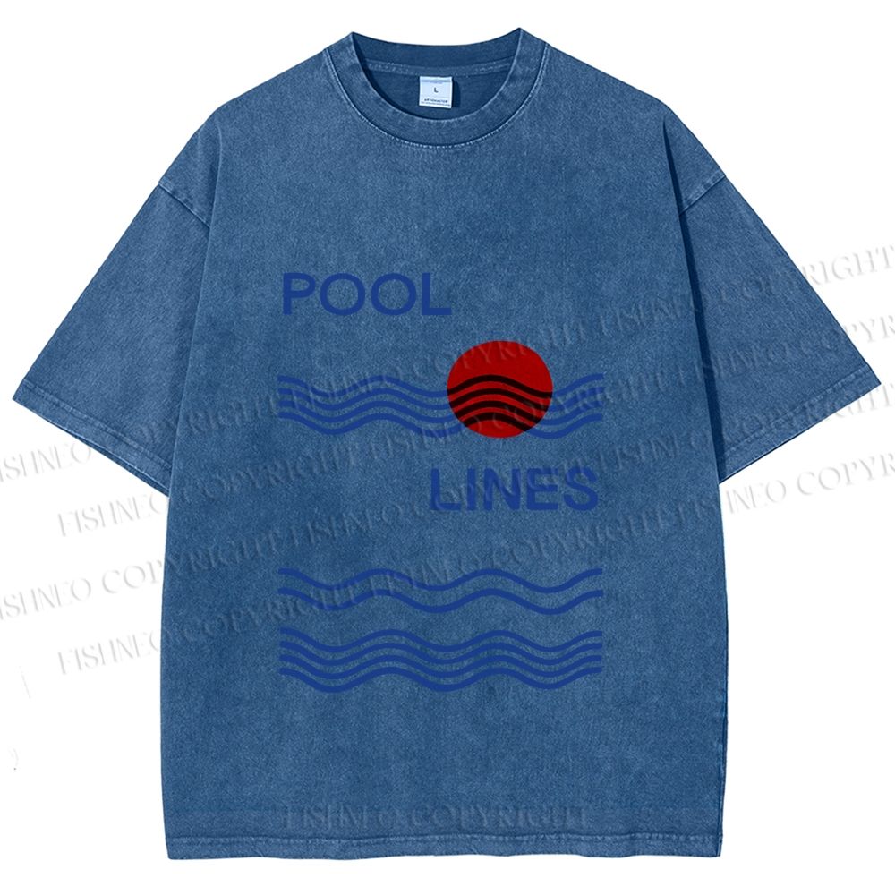 Unisex Pool Lines Printed Washed Tee