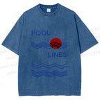 Unisex Pool Lines Printed Washed Tee