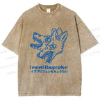Unisex I need ibuprofen Wolf Vintage Printed Washed Tee