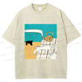 Unisex Vintage Cat Painting Printed Washed Tee