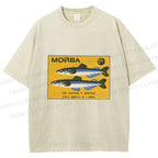 Unisex Vintage Sardine Fish Printed Washed Tee