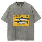 Unisex Vintage Sardine Fish Printed Washed Tee