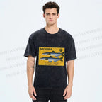 Unisex Vintage Sardine Fish Printed Washed Tee