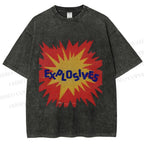 Unisex Explosives Graffiti Printed Washed Tee