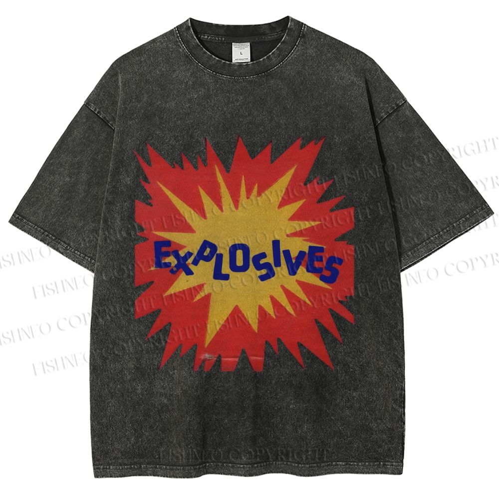 Unisex Explosives Graffiti Printed Washed Tee
