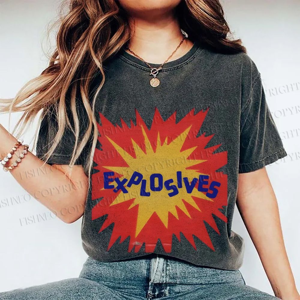 Unisex Explosives Graffiti Printed Washed Tee
