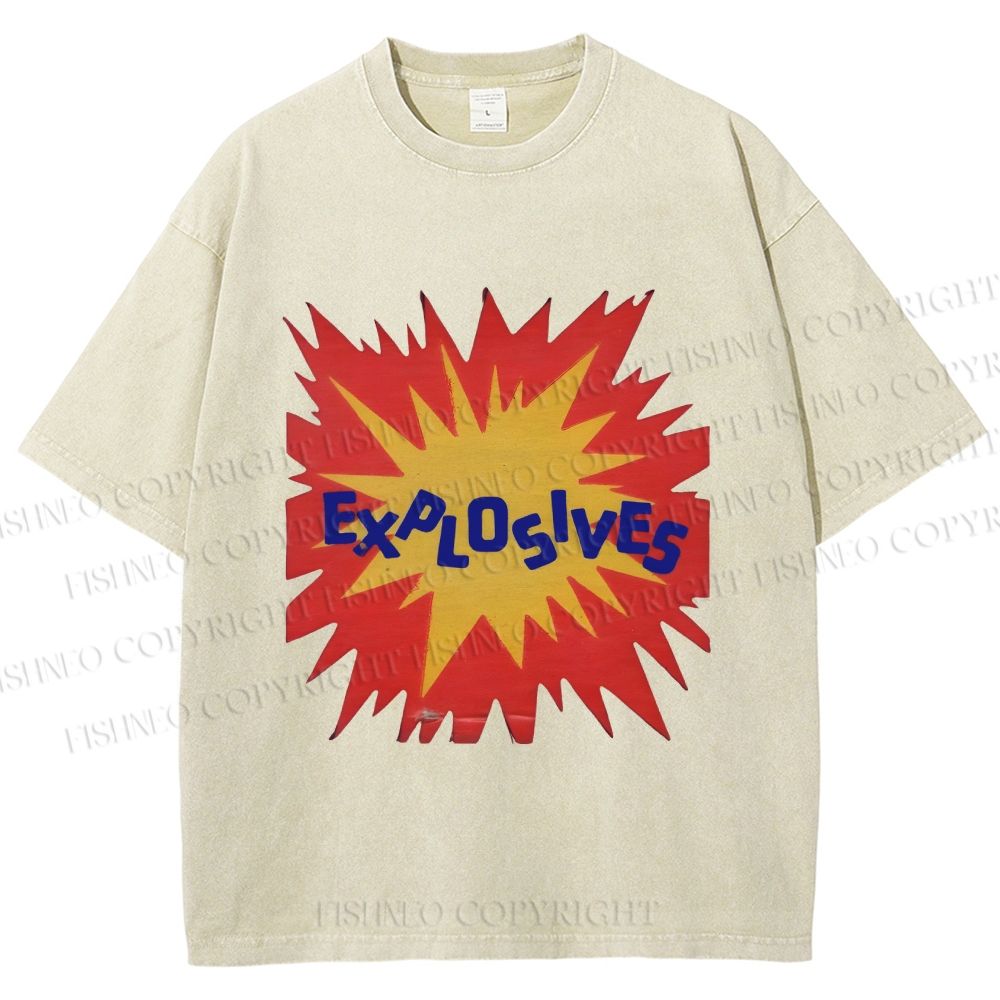 Unisex Explosives Graffiti Printed Washed Tee
