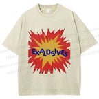 Unisex Explosives Graffiti Printed Washed Tee