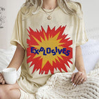 Unisex Explosives Graffiti Printed Washed Tee